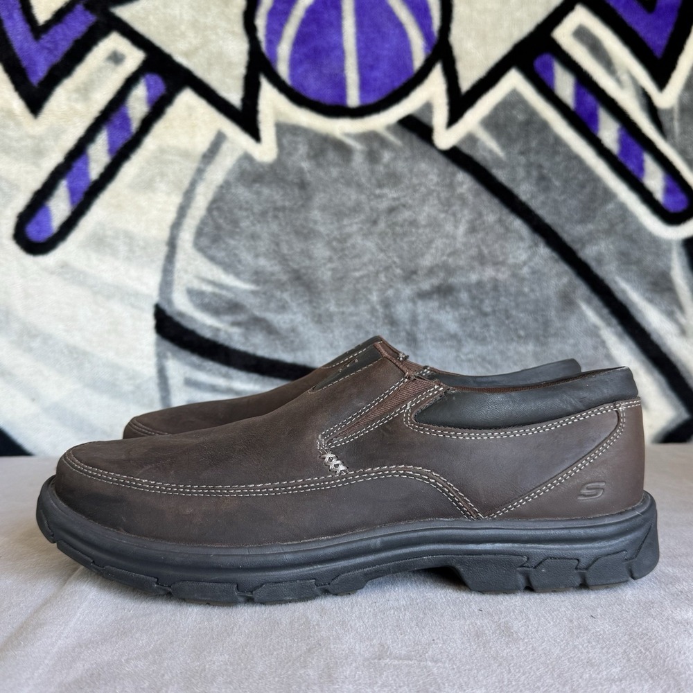 Size 12 - Skechers Men's Segment The Search Slip-On Leather Loafers Brown 64261